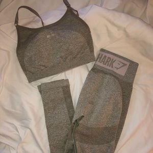 GYMSHARK HIGHWAISTED FLEX KHAKI SET!!